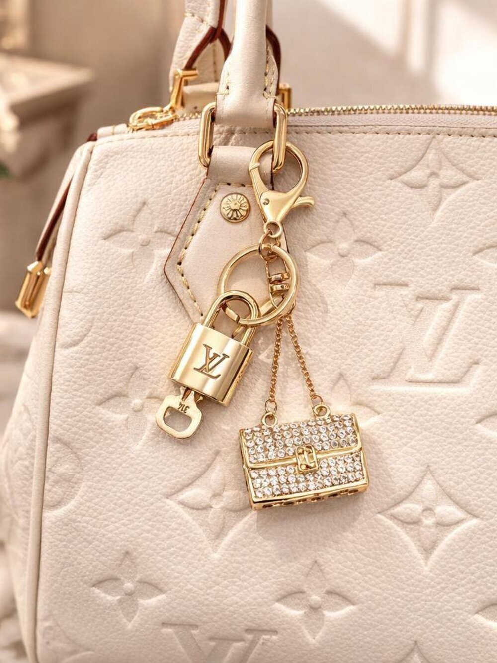 Louis Vuitton Gold Padlock 🔒 Key Set Authentic LV w/ Unbranded Bag Keychain